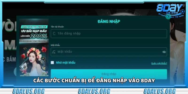 Đăng nhập 8day - Thao tác cực nhanh trong 1 phút - PIVEX.ONE