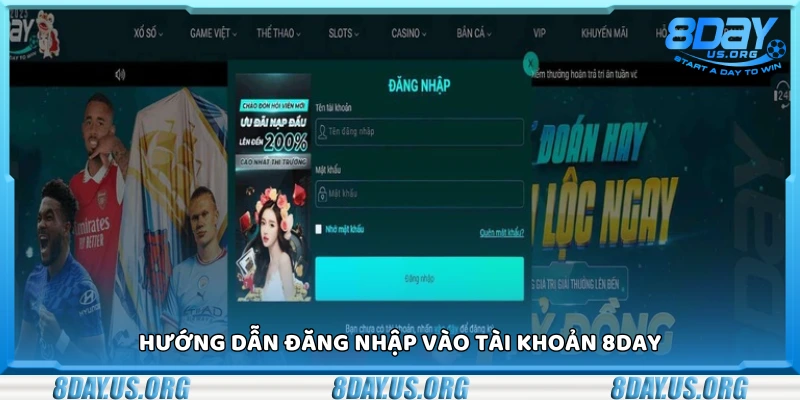 Đăng nhập 8day - Thao tác cực nhanh trong 1 phút - PIVEX.ONE
